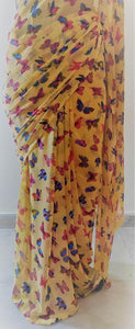 Peach Butterfly Printed Georgette Saree with Blouse BF04 - Ethnic's By Anvi Creations