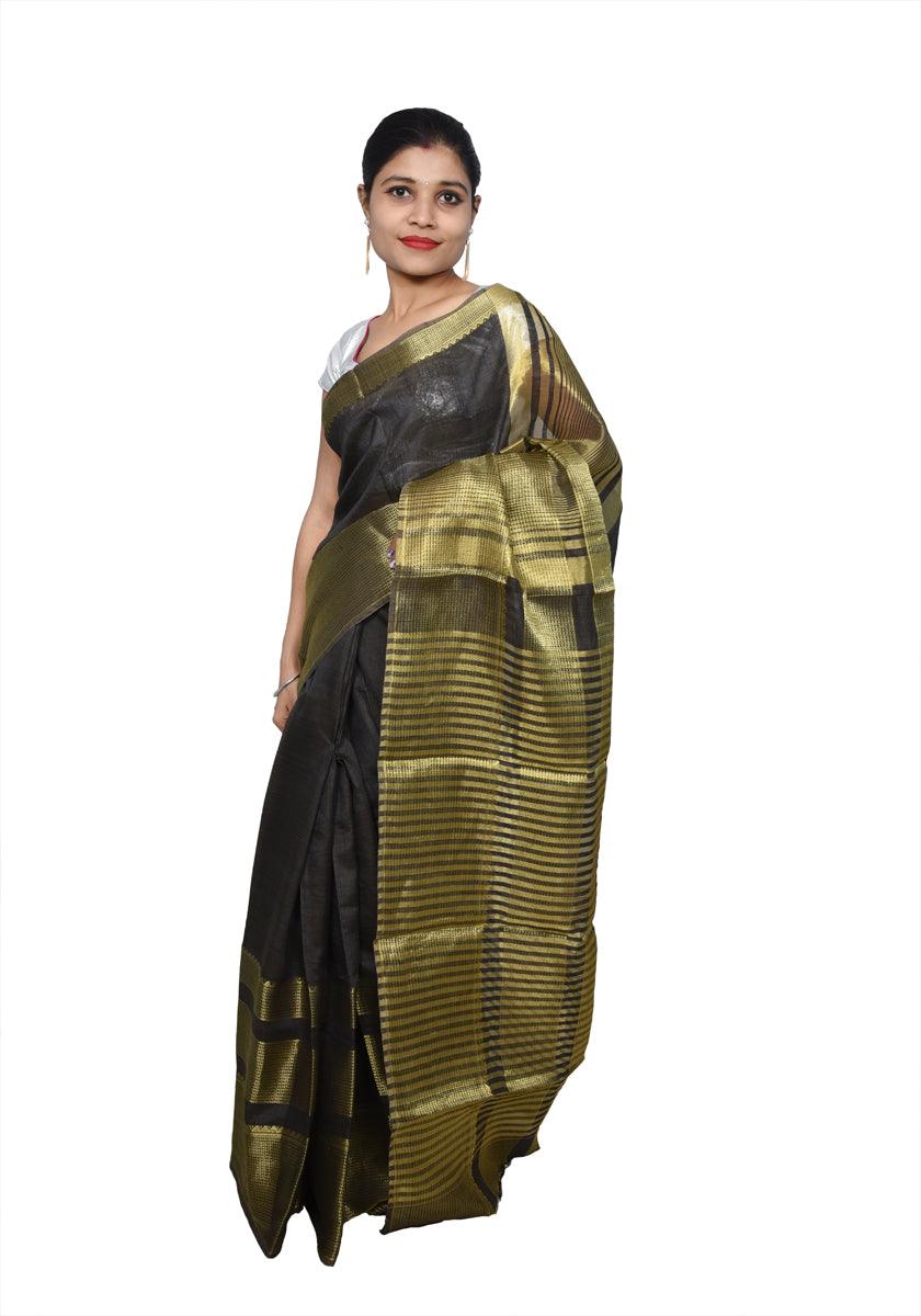 Designer Zari Border Black Bangalore Silk Saree BGS01-Anvi Creations-Silk Saree