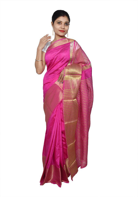 Designer Zari Border Magenta Bangalore Silk Saree BGS03-Anvi Creations-Silk Saree
