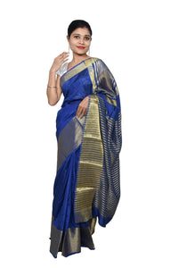 Designer Zari Border Navy Blue Bangalore Silk Saree BGS04-Anvi Creations-Silk Saree