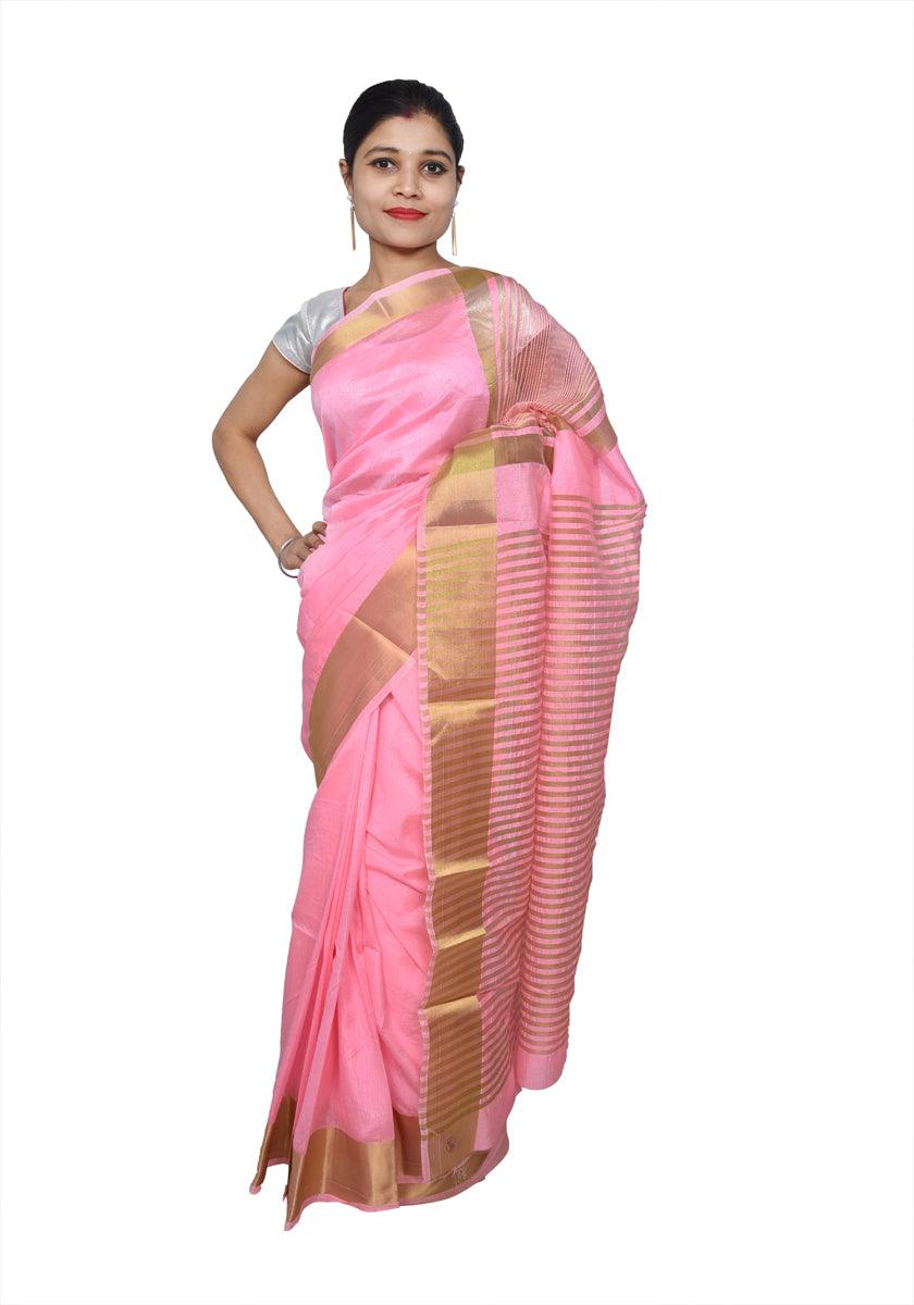 Designer Zari Border Pink Bangalore Silk Saree BGS05-Anvi Creations-Silk Saree
