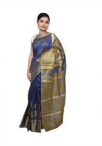 Designer Zari Border Blue Bangalore Silk Saree BGS11-Anvi Creations-Silk Saree