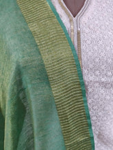 Load image into Gallery viewer, Handloom Tissue Linen Green Dupatta BLD02-Anvi Creations-