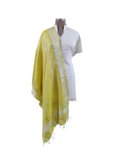 Load image into Gallery viewer, Handloom Tissue Linen Yellow Dupatta BLD04-Anvi Creations-