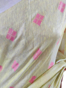 Silver Border Green Tissue Linen Cotton Saree BLS06-Anvi Creations-Handloom Saree