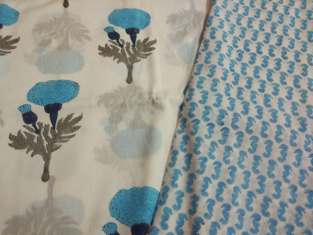 Exclusive Block Printed Kurta Palazo Pant Mughal Butta Fabric Only BP32-Anvi Creations-Block Printed Kurta Pant Fabric Set