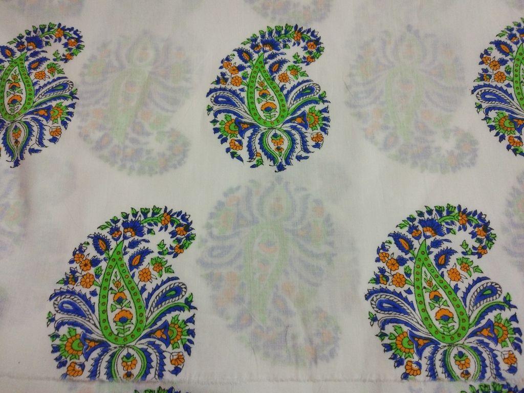 Exclusive Mughal Butta Block Printed Fabric Precut 2.5 meter Material Only BP45S-Anvi Creations-Block Printed Pre Cut Fabric