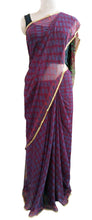 Load image into Gallery viewer, Purple Pure Chiffon Block Printed Saree BPC1-Anvi Creations-Handloom