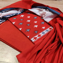 Load image into Gallery viewer, Exclusive Red Ikkat Print Cotton Salwar Kameez Dress Material with Cotton Dupatta BPIK02-Anvi Creations-Block Printed Cotton Suit with Cotton Dupatta
