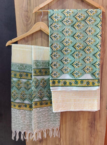 Exclusive Light Green Cotton Salwar Kameez Dress Material with Kota Dupatta BPK09 - Ethnic's By Anvi Creations
