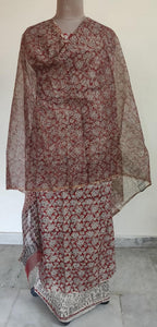 Maroon Block Printed Suit with Kota Dupatta BPK25 - Ethnic's By Anvi Creations
