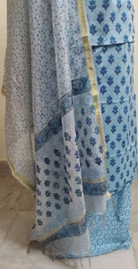 Sky Blue Block Printed Suit with Kota Dupatta BPK31 - Ethnic's By Anvi Creations
