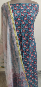 Turquoise Green Block Printed Suit with Kota Dupatta BPK33 - Ethnic's By Anvi Creations