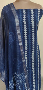 Indigo Blue Block Printed Linen Cotton Suit BPL01 - Ethnic's By Anvi Creations