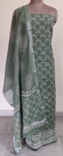 Load image into Gallery viewer, Green Block Printed Linen Cotton Suit BPL04 - Ethnic&#39;s By Anvi Creations