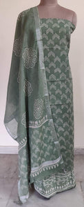 Green Block Printed Linen Cotton Suit BPL04 - Ethnic's By Anvi Creations