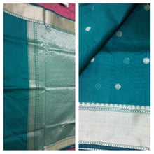 Load image into Gallery viewer, Turquoise Banarasi Cotton Silk Saree with Running Blouse Fabric BS20 - Ethnic&#39;s By Anvi Creations