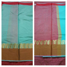 Load image into Gallery viewer, Green Banarasi Cotton Silk Saree with Running Blouse Fabric BS22 - Ethnic&#39;s By Anvi Creations