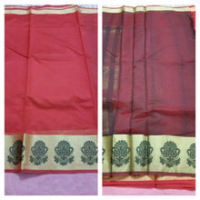 Charger l&#39;image dans la galerie, Red Banarasi Cotton Silk Saree with Running Blouse Fabric BS28 - Ethnic&#39;s By Anvi Creations