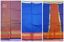 Charger l&#39;image dans la galerie, Blue Banarasi Cotton Silk Saree with Running Blouse Fabric BS34 - Ethnic&#39;s By Anvi Creations
