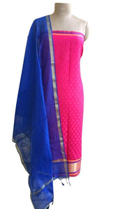 Designer Banarsi Pink Cotton Silk Weaven Shalwar Kameez Dress Material BSD10-Anvi Creations-Salwar Kameez