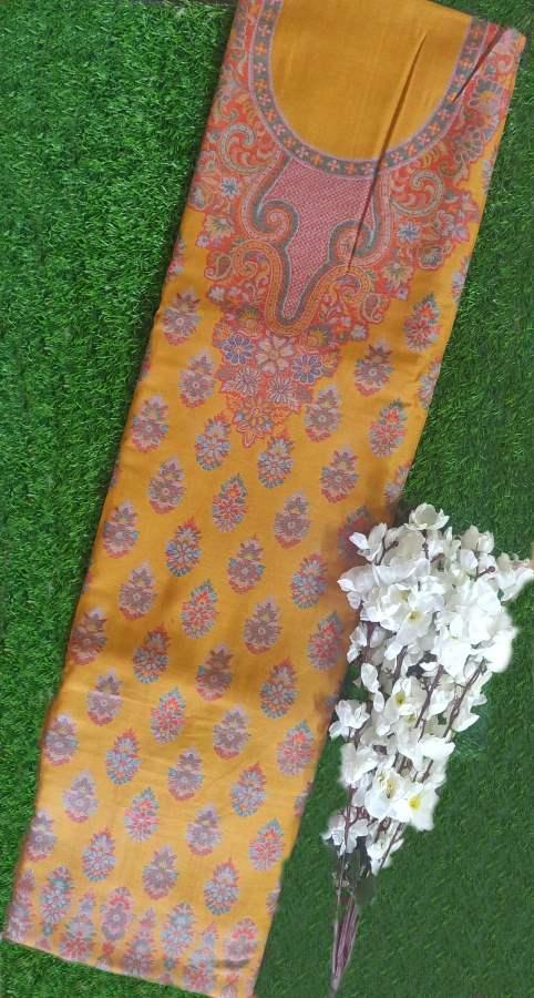 Mustard Yellow Pashmina Kani Weave Salwar Kameez Dress Material C321 - Ethnic's By Anvi Creations