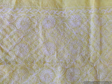 Charger l&#39;image dans la galerie, Lemon Yellow Hand Embroidered Tepchi work Chikankari Lakhnavi Kota Cotton Saree CK47 - Ethnic&#39;s By Anvi Creations
