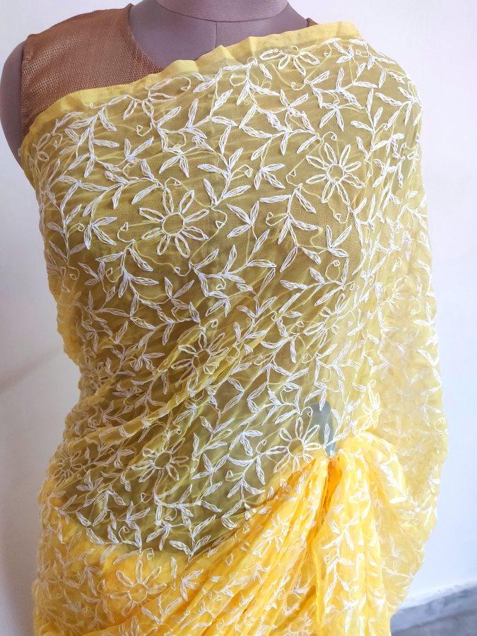 Butter Yellow Chiffon Sequence Saree,traditional Wear,classy Saree,dark  Colors,sequin Saree,vintage Theme,elegant Look,silhouette,designs - Etsy