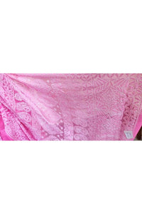 Hand Embroidered Heavy Chikankari Pink Chiffon Saree CK73 - Ethnic's By Anvi Creations