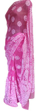 Load image into Gallery viewer, Hand Embroidered Heavy Chikankari Pink Chiffon Saree CK73 - Ethnic&#39;s By Anvi Creations