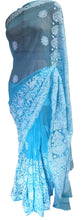 Load image into Gallery viewer, Hand Embroidered Heavy Chikankari Sky Blue Chiffon Saree CK75 - Ethnic&#39;s By Anvi Creations