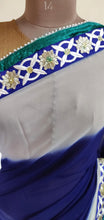 Load image into Gallery viewer, Blue White Georgette embroidered Saree CHR03a - Ethnic&#39;s By Anvi Creations