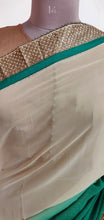 Load image into Gallery viewer, Beige Turquoise Georgette embroidered Saree CHR17A - Ethnic&#39;s By Anvi Creations