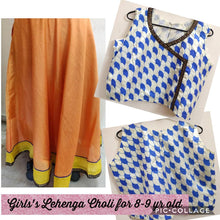 Load image into Gallery viewer, Designer Girl&#39;s Peach Lehenga Skirt Choli Top Set ALC24 Size 8-9 Years-Anvi Creations-Party Wear Lehenga Choli