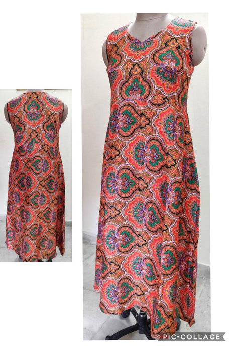 Designer Raw Cotton Silk Digital Printed Long Maxi Dress Free Size ACG04-Anvi Creations-Partywear Gown