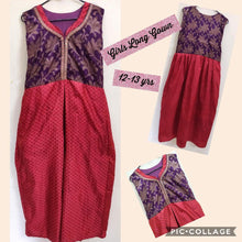 Load image into Gallery viewer, Designer Girl&#39;s Maroon Long Full stitched Gown Mother Daughter Collection ACG03 Size 12-13 Year-Anvi Creations-Partywear Gown