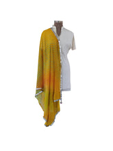 Load image into Gallery viewer, Jaipuri Lehariya Chiffon Yellow Dupatta DP01-Anvi Creations-
