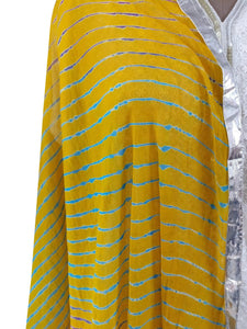 Jaipuri Lehariya Chiffon Yellow Dupatta DP01-Anvi Creations-