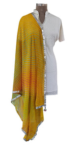 Jaipuri Lehariya Chiffon Yellow Dupatta DP01-Anvi Creations-