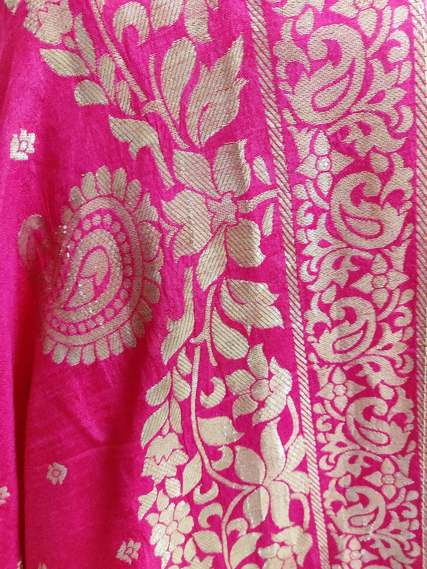 Designer Pink Dupion Silk Zari Weaven Banarasi Dupatta DP21-Anvi Creations-
