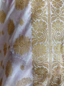 Designer White Dupion Silk Weaven Banarasi Dupatta DP27-Anvi Creations-