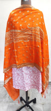 Charger l&#39;image dans la galerie, Designer Orange Dupion Silk Zari Weaven Banarasi Dupatta DP31-Anvi Creations-