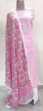Load image into Gallery viewer, Designer Crochet Border Pink White Block Printed Mulmul Cotton Dupatta DP32-Anvi Creations-Block Printed Cotton Dupatta