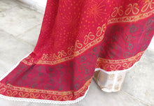 Charger l&#39;image dans la galerie, Designer Crochet Border Red Block Printed Mulmul Cotton Dupatta DP34-Anvi Creations-Block Printed Cotton Dupatta