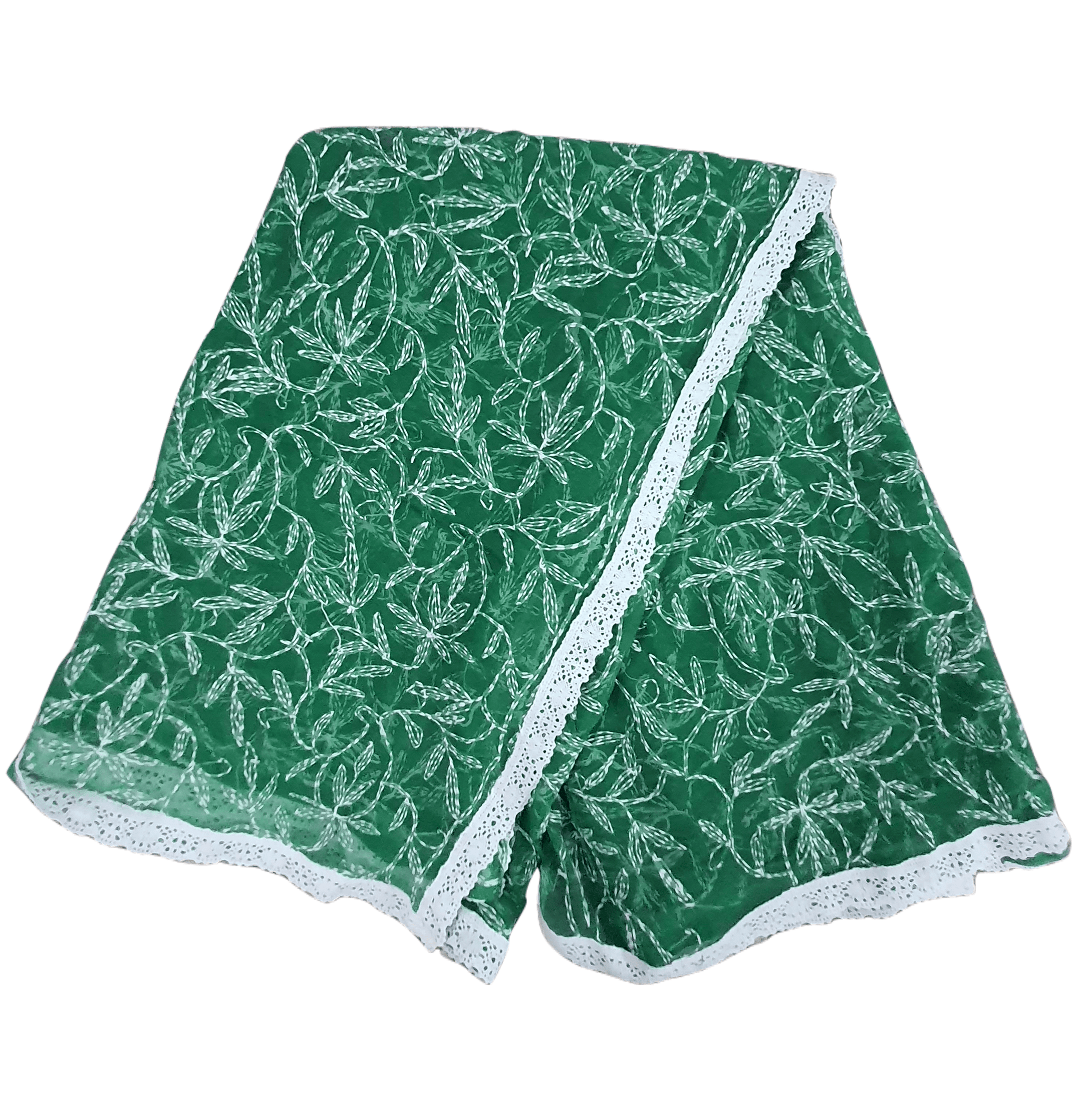 Designer Green Chikankari Tepchi Work Chiffon Dupatta DP56 - Ethnic's By Anvi Creations