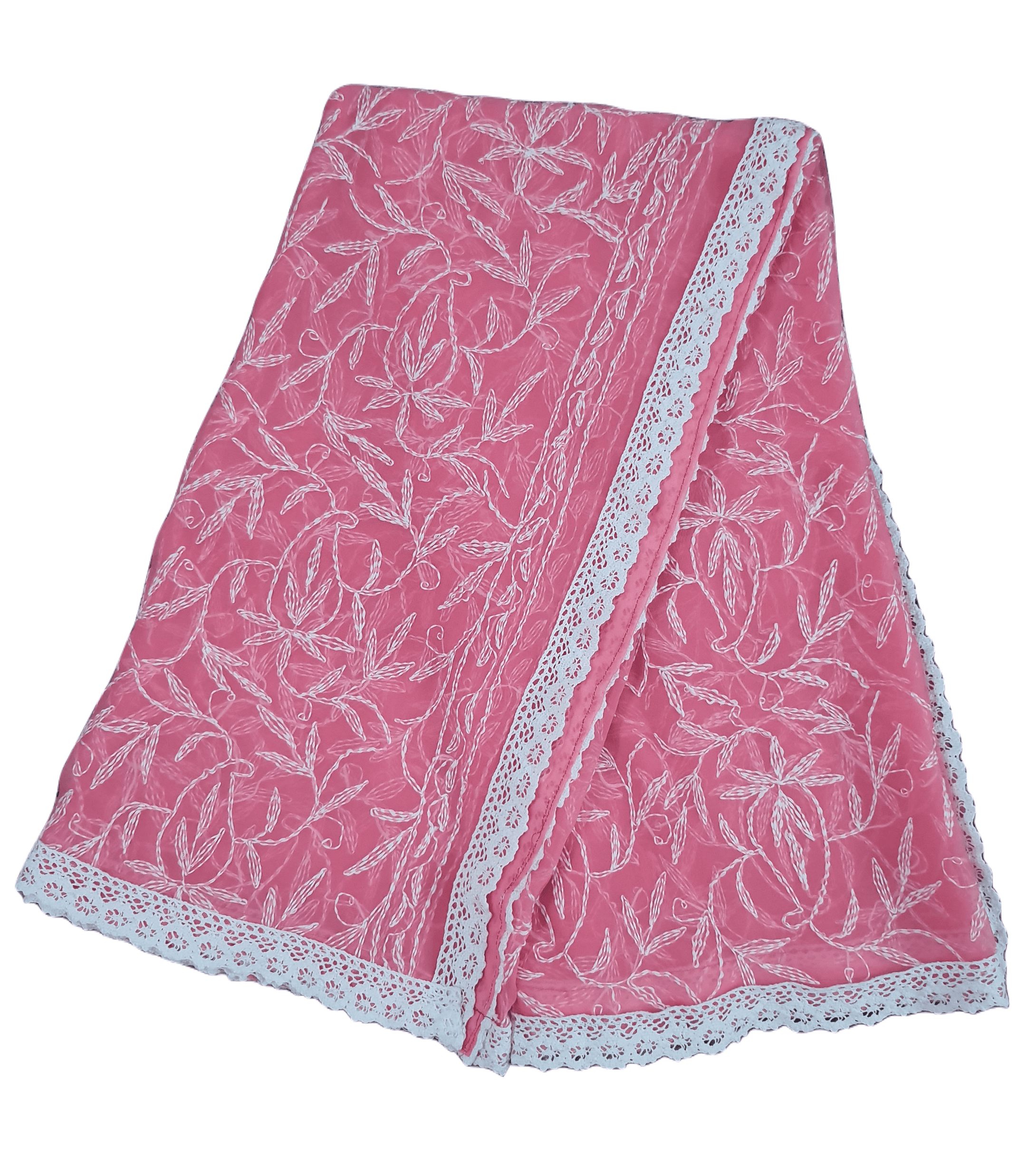 Designer Pink Chikankari Tepchi Work Chiffon Dupatta DP57 - Ethnic's By Anvi Creations