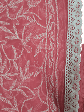 Charger l&#39;image dans la galerie, Designer Pink Chikankari Tepchi Work Chiffon Dupatta DP57 - Ethnic&#39;s By Anvi Creations