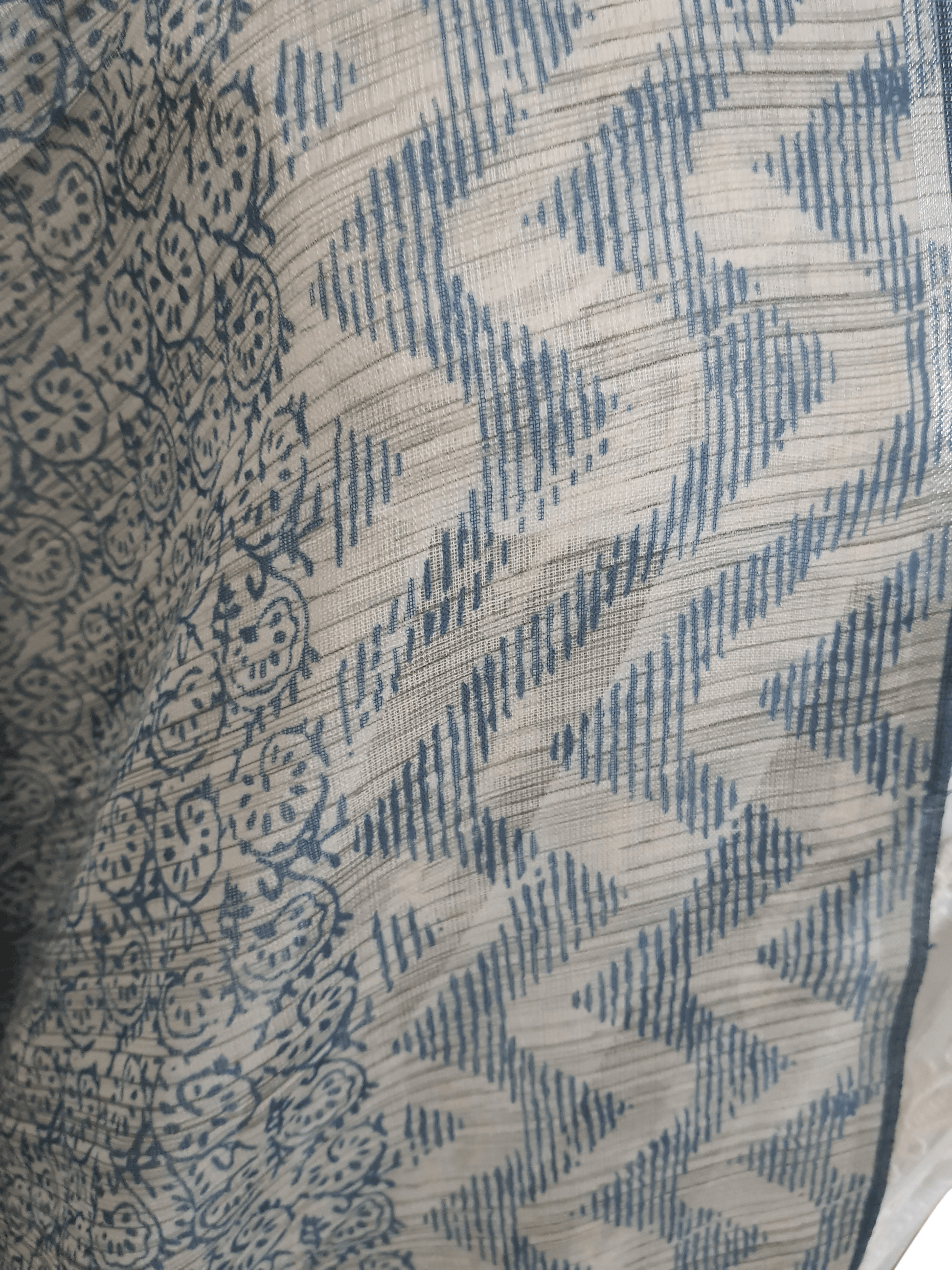 Light Blue Digital Printed Linen Cotton Dupatta DP62 - Ethnic's By Anvi Creations