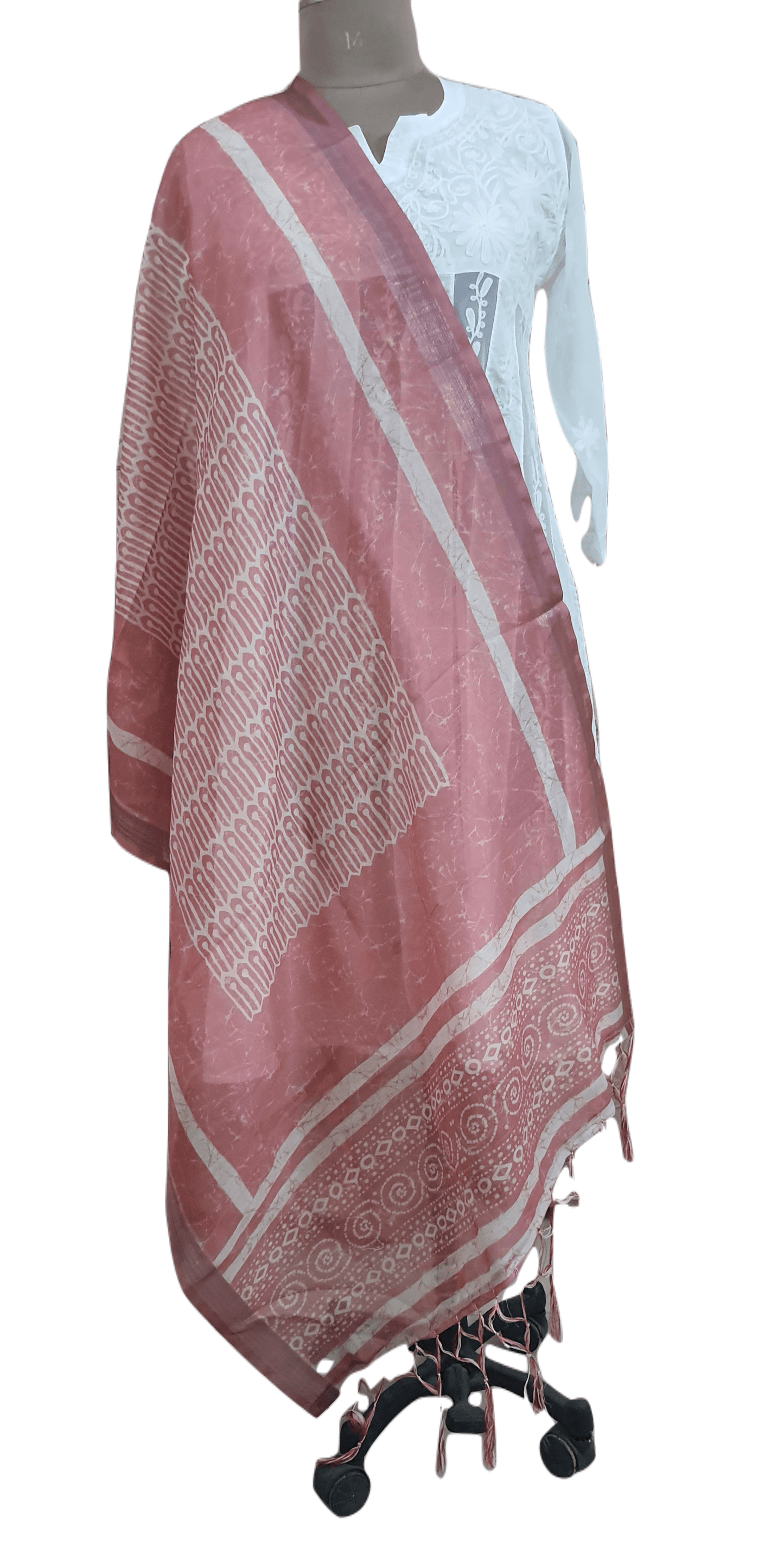 Pink Digital Printed Linen Cotton Dupatta DP63 - Ethnic's By Anvi Creations