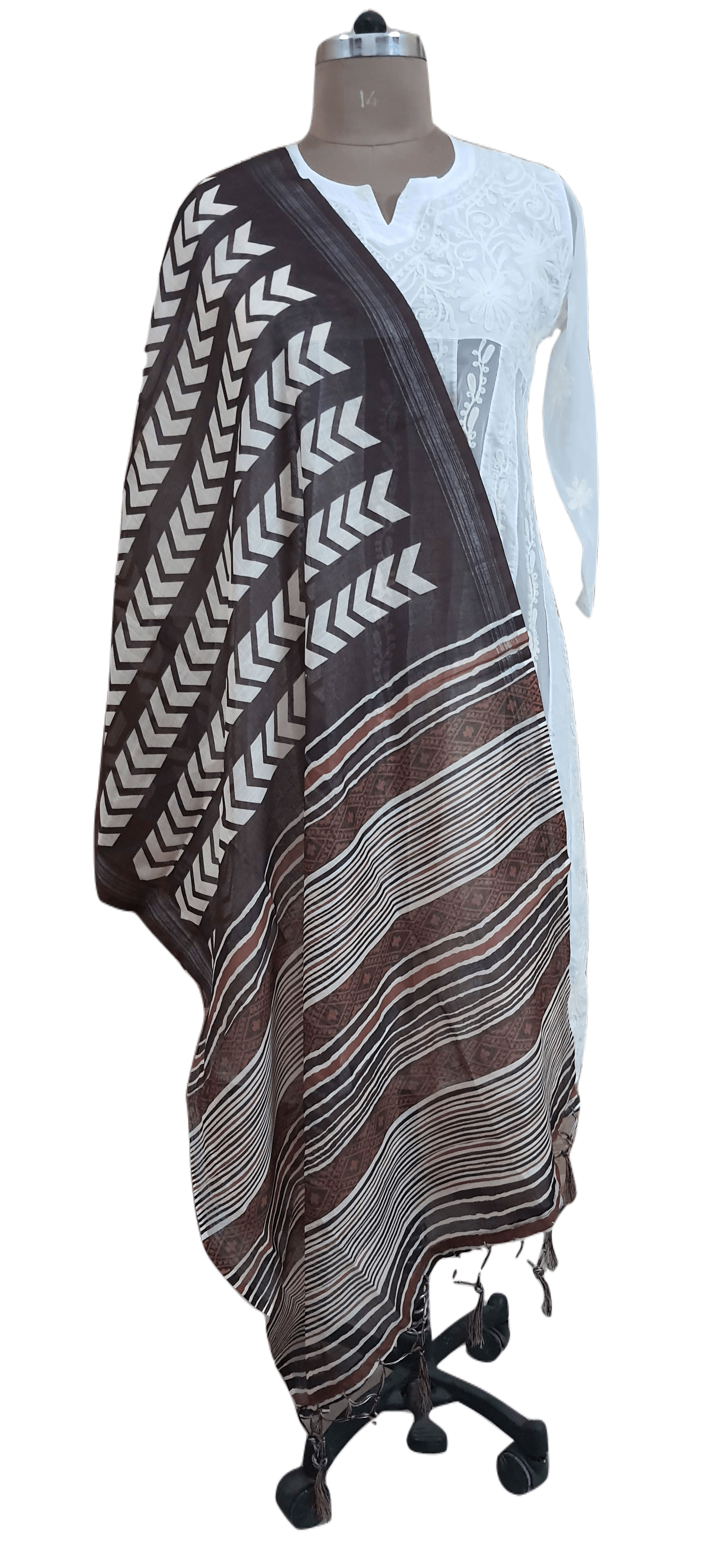 Brown Digital Printed Linen Cotton Dupatta DP65 - Ethnic's By Anvi Creations